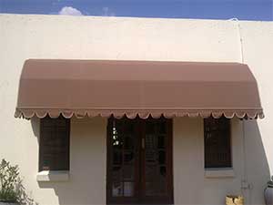 Retractable pram awning brown